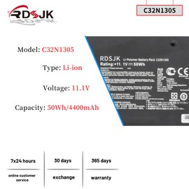 C32N1305 Laptop Battery for Asus Zenbook Infinity UX301L UX301LA UX301LA-1A UX301LA-1B UX301LA-2A UX301LA-C4003H C4005H C4006H C4013H C4014H XH72T DH71T DH51T WS71T UX301LA4500 C32NI305 11.1V 50Wh