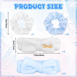 24 Pcs Sleepover Party Favors for Bride Bridesmaid Bulk-12 Facial SPA Headband 12 Satin Hair Scrunchies Blue White Bachelorette Proposal Party Favours Bridal Shower Wedding Gifts