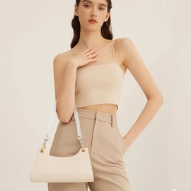 Women's Bag Strap, PU Leather, Universal Replacement Shoulder Strap 60 cm for Handbags, Shoulder Bags, Camera Bag, DIY Armpit Bag, White