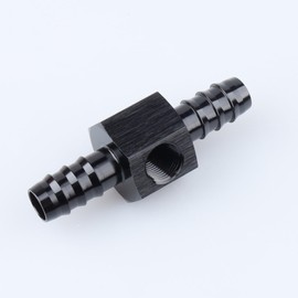 AC PERFORMANCE 3/8" Barb with 1/8" NPT Sensor Gauge/Gage Port Hose Tube Fitting Fuel Pressure Take Off Adapter Aluminum Black