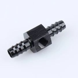 AC PERFORMANCE 3/8" Barb with 1/8" NPT Sensor Gauge/Gage Port Hose Tube Fitting Fuel Pressure Take Off Adapter Aluminum Black