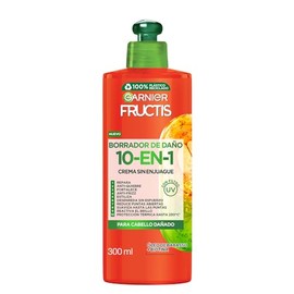 Garnier, Fructis Borrador De Daño, Largo Perfecto, Crema Para Peinar 10 En 1, Sin Enjuague, Sin Parabenos, Anti-Frizz, Anti-Quiebre, Repara El Cabello Dañado, 300 Ml