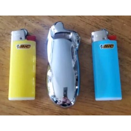 BIC Shiny zinc alloy chromed metal shell for J5 bic lighter +2 Random Color Lighters