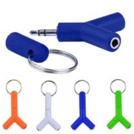 3.5mm Stereo Audio Y-Splitter for Headphones/Earphones Dual Blue BL07998 100ea