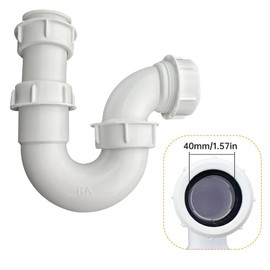 DIA 40MM Sink Drain Pipe Swivel P Trap with 75mm Water Seal for Bathroom & Kitchen - Easy Install Kitchen Sink Plumbing Kit