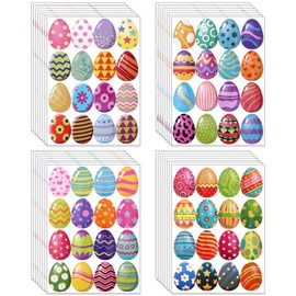 512pcs Easter Stickers 16 Designs Easter Egg Round Stickers Happy Easter Holiday Decoration Colorful Envelop Seals Mini Easter Basket Stuffers Easter Party Favor for Scrapbook(Easter Egg Stickers)