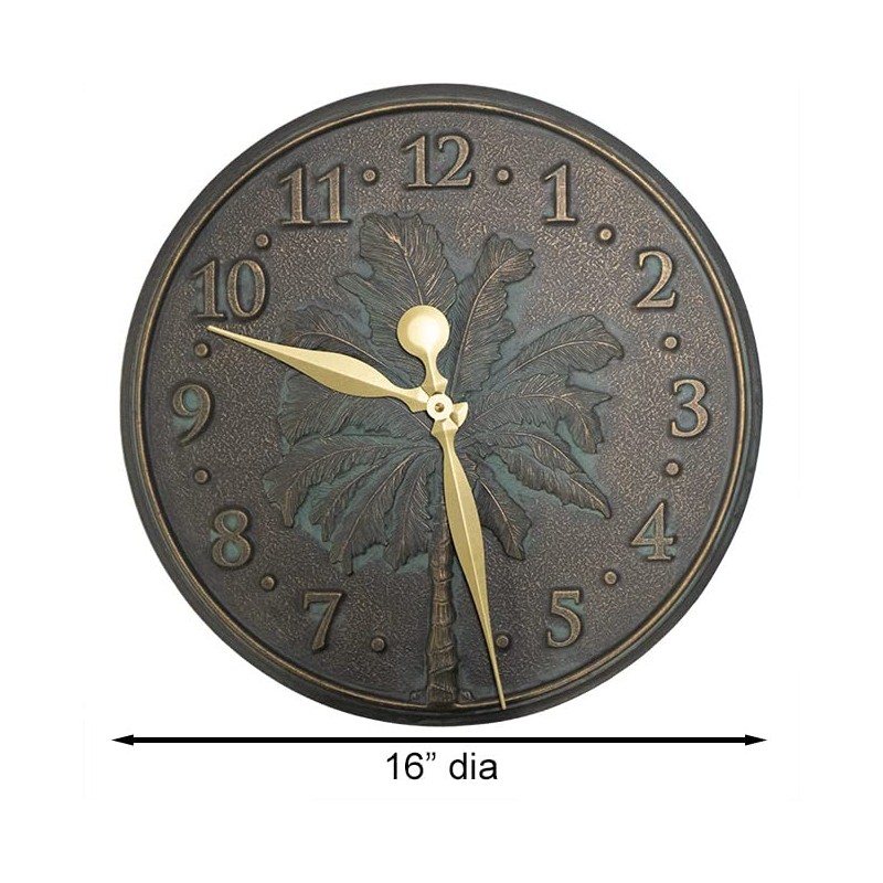 BestNest Whitehall Palm Tree Clock & Thermometer Set, Bronze Verdi,
