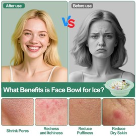 Jaxbo Face Bowl for Ice with Built-In Icetray, Facial Plunge Bowl with Face Wash Headband Wristband Set and Face Mask Brush Applicator, Silicone Ice Facial Foldable Washbasin,Ice Bath for Face