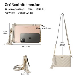 Gladdon Kleine Umhängetaschen für Damen Cross Schultertaschen Clutch Umhängetasche Frauen Cross-body-Taschen Sling Messenger Bag Cossbody Handytasche(Beige)