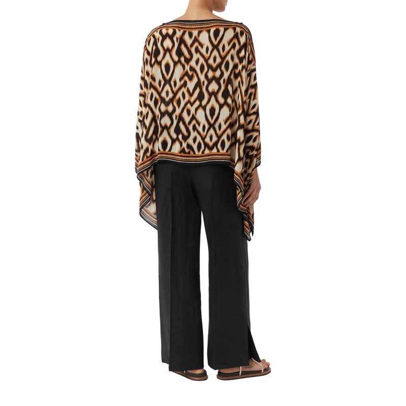 comma Chiffon-Poncho mit All-Over-Print schwarz OneSize