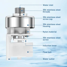 Stainless Fully Automatic Water Level Control Float Valve Kitchen Tap Fittings (4 Point Side Water Inlet)