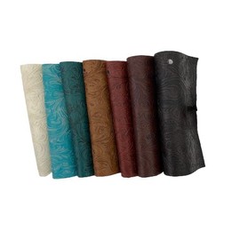 Fashion Fabrics LLC Beige Western Floral PU Faux Leather Vinyl Fabric - Sold by The Yard - 56"