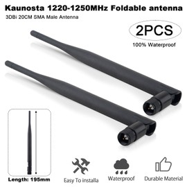 Kaunosta 1.2GHz Omni Antenna SMA Male 3dBi High Gain Portable Antenna for FPV Drones RV Wi-Fi hotspots Security Cameras IoT Devices Industrial Sensors Mobile Routers 2Pcs