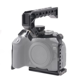 FocusFoto Camera Cage +Top/Side Handle Grip Kit for Canon EOS R6 Mark II Mirrorless Camera, Aluminium Alloy Stabilizer with Cold Shoe, 1/4" Screw Mouting, ARRl 3/8" Locating Hole for Video Filmmaking