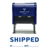 SHIPPED By Date Self Inking Rubber Stamp (Blue Ink) -