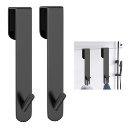 SUXLINA Stainless Steel Shower Door Hooks (2-Pack) - Heavy Duty Bathroom Towel Hooks for Frameless Glass Showers, No Drill Hanging Hooks for Robes, Towels, Loofahs - Rustproof & Easy Install