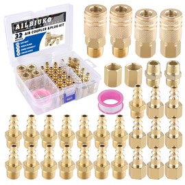 32 PCS Air Coupler & Plug Kit,1/4" Inch Body Size x 3/8" NPT Thread Air Tool Fittings Set,Quick Connect Air Hose Fittings Air Compressor Accessories
