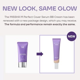 MISSHA M PERFECT COVER SERUM BB CREAM No.21 Light Beige, base de maquillaje para el cuidado de la piel, humectante con color, complejo de superaliment