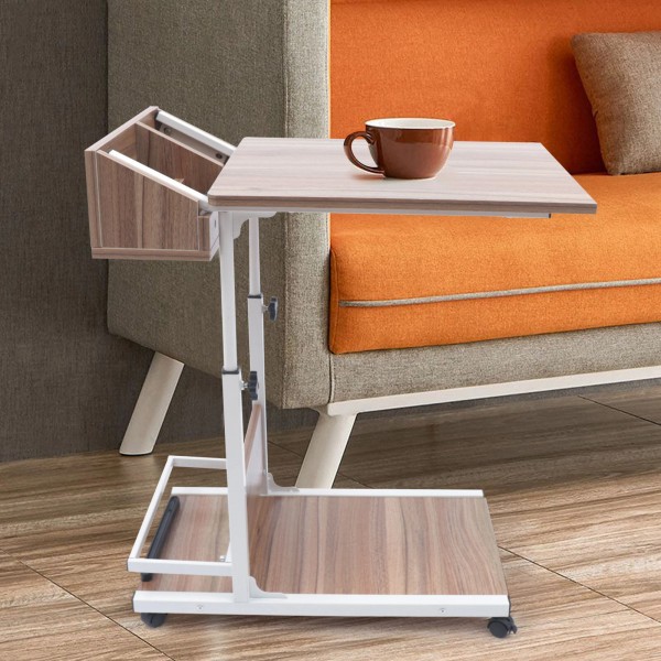 Unbranded Height Adjustable Laptop Desk Rolling Bedside Table Computer Over
