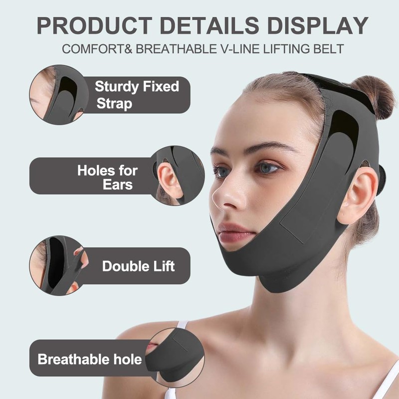 MKVZIYE V Face Masks, V-Shaped Chin Face Tightening Band, Suitable