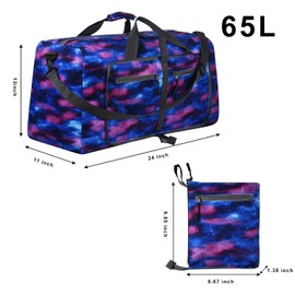 Duffel Bag Packable Duffle Bag with Shoes Compartment Unisex Travel Bag Water-Resistant Duffle Bag, Z Star Purple, 65L