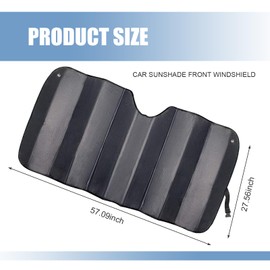 Polcatay Windshield Sunshade, Thickened Heat Insulation Sun Protection Cover to Keep Car Cool, Foldable Suction Cup Installation Privacy Protection Cover, for Most Cars Trucks (Black #57" x 27.5 ")