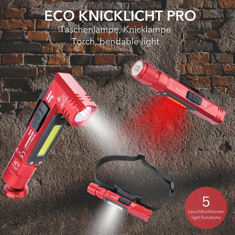 TROIKA Flashlight/Glow Torch, Multifunctional: Work/Safety and Headlamp - ECO Glow