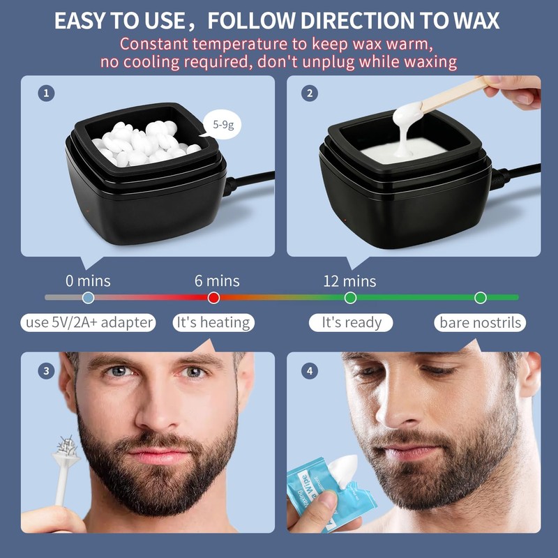 Nose Wax Kit Men, Nose Ear Hair Waxing Kit