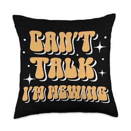 Can't Talk Im Mewing Trend Funny Meme Facial Tongue Posture Throw Pillow