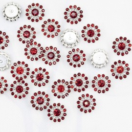 50 pcs Rhinestone Embellishments Crystal Decoration Brooch Button Flatback DIY Craft for Flower Headband Dress Accessory 14mm (Red)
