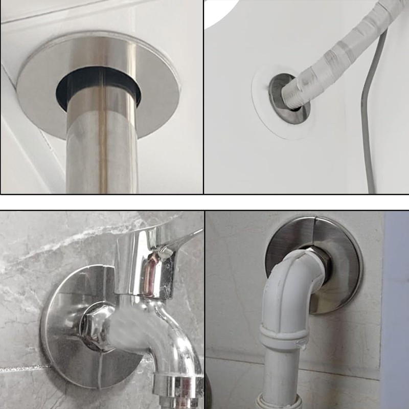 4 Pack Stainless Steel Pipe Covers, Wall Split Flanges Pipe
