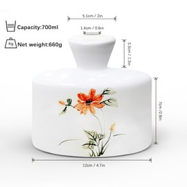 Manykettle Ceramic Watering Bell, Decorative Watering Can for Plants, Stylish Indoor and Outdoor Watering Pot,Home Garden and Office Décor - Hand-Painted Design (Sunflower Bloom 19 fl oz)