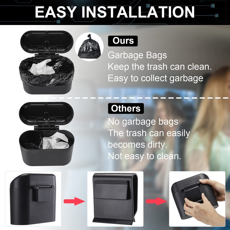 2-Pack Car Trash Can With Lid, Hanging Mini Vehicle Bin,