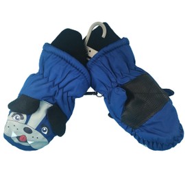 Ski and Snowboard Gloves, Unisex, Adult, Kids Black/Red/Grey Sports Sport Winter Warm Fleece Cold Windproof (Kids Size-4 Dog)