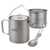 Lixada Lightweight Titanium 3 Pieces Set Titanium 750ml Pot 350ml