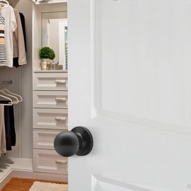 Probrico Matte Black Door Knobs, Black Internal Door Knob Set, Passage Black Door Knob for Interior Doors, Keyless, 1 Pack