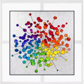 Window Clings Galore Geometric, Modern Circles Faux Stained-Glass WINDOW CLING Size 8" Square Vinyl