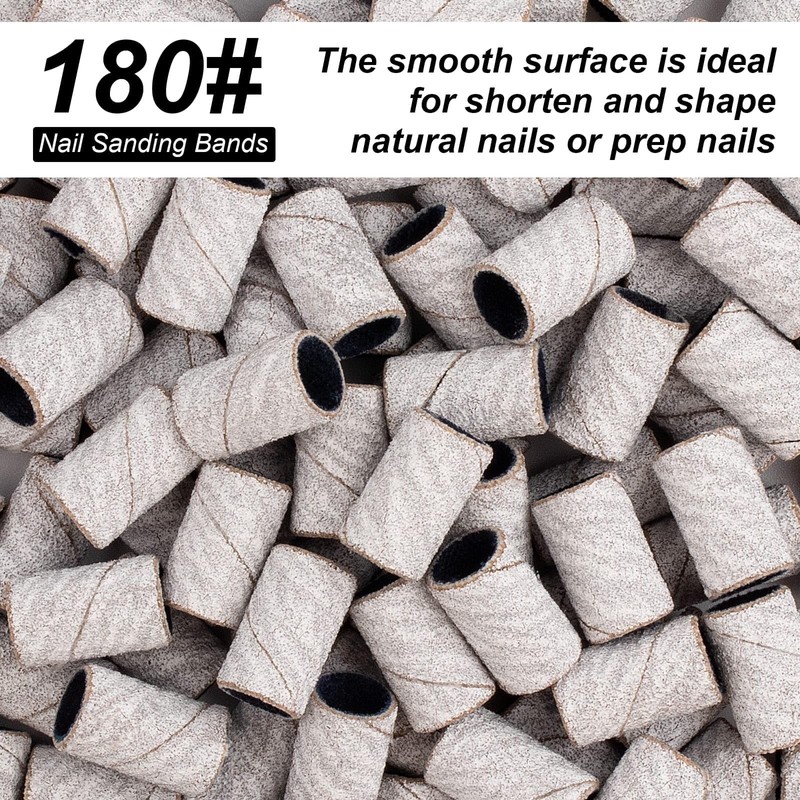 Difenni Sanding Bands for Nail Drill, 180 Grit Sanding Bands