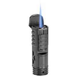 XIKAR Tactical Single-Jet Lighter, Gunmetal - Powerful Flame, Rugged Design with Rest Feature, Pocket Clip, EZ-View Fuel Window, and Adjustable Flame Height - Ideal for Outdoor Use