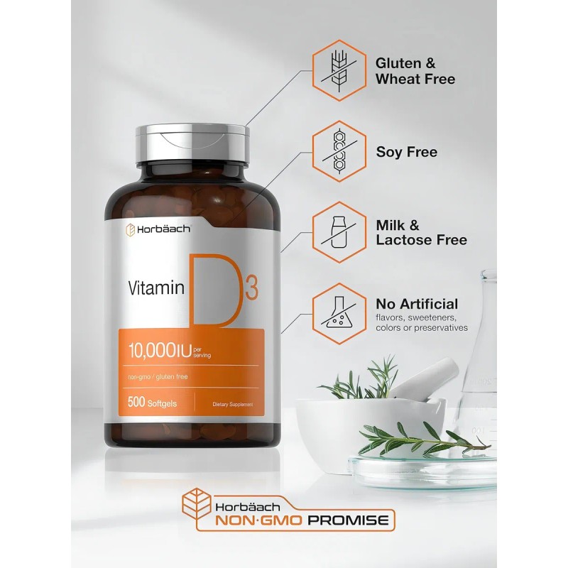 Vitamina D3 10,000iu 500 Unidades Gran Tamaño Eg D116 Sabor
