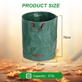 WAWJ® 2 x 272L Gartenabfallsack, Laubsack für Rasenschnitt, Gartensack für Grünschnitt, faltbar & stabil aus robustem Polypropylen, Rasenschnitt für Gartenabfälle Grünschnitt Laubabfall
