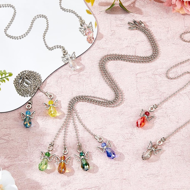 DICOSMETIC 10Pcs Angel Wing Faceted Glass Ceiling Fan Pull Chain