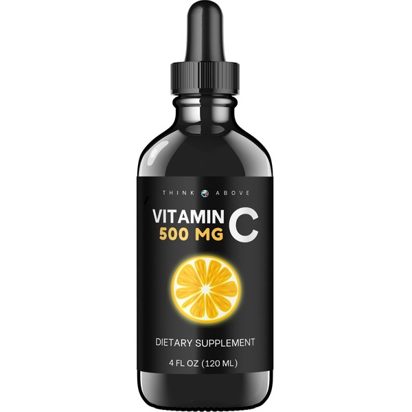 Think Above Liquid Vitamin C - High Dose - Vitamin C Drops - for Adults and Kids - 500 mg - Liquid VIT C - Non GMO - Vitamin C Liquid Supplement (4 fl oz 120 ml)