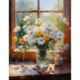 KEUASDV Diamond Painting Kits for Adults, Daisy 5D DIY Diamond Art Kits Full Drill Diamond Dots for Gift Wall Decor and Relaxation Gem Arts 12x16 inch