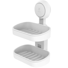 TAILI Double Layer Soap Dish Suction Cup Soap Holder, Strong Sponge Holder for Shower, Bathroom, Drill-Free, Removable