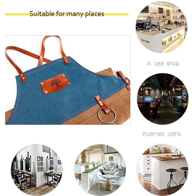 Unisex Restaurant Canvas Aprons Kitchen Barbecue Cooking Apron Bartender Avental