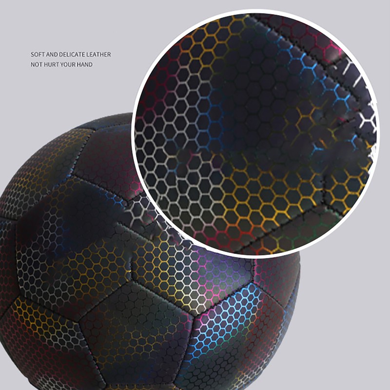 Reflective Football PU Glowing Sports Soccer Ball with Pump for