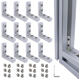 12 Sets 1010 Series L-Shape Inside Corner Connectors, 12pcs 1010 Extruded Aluminum Profile L Bracket with Screws and Wrench, for 1010 Aluminum Extrusion Profile Accessories