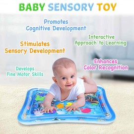 Cojín de Agua Inflable, Alfombrilla de Agua Tummy Time, Centro de Juegos Sensorial y Entretenimiento, Ideal para Estimular el Crecimiento y Desarrollo Temprano, Libre de BPA (65 * 50 cm)