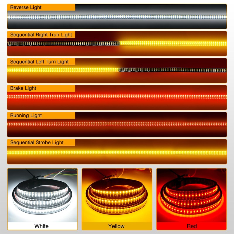 GOOACC Truck Tailgate Light Bar 60" Triple Row 504 LED